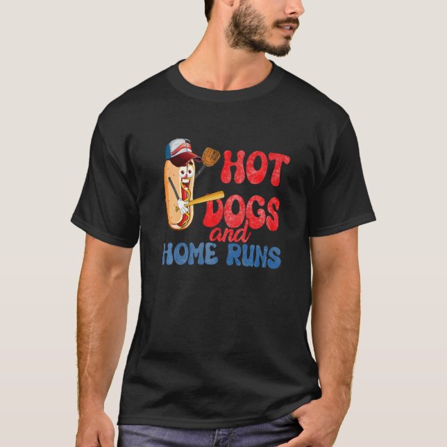 Hot Dogs And Home Runs Hotdog Baseball Touchdown T-Shirt (Front)