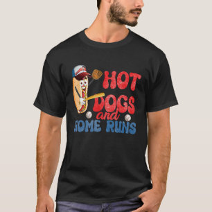 Hot Dogs and Home Runs Retro Style Baseball T-Shirt