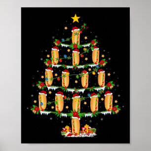 Hot Dogs Christmas Tree Lights Funny Fast Food Hot Poster