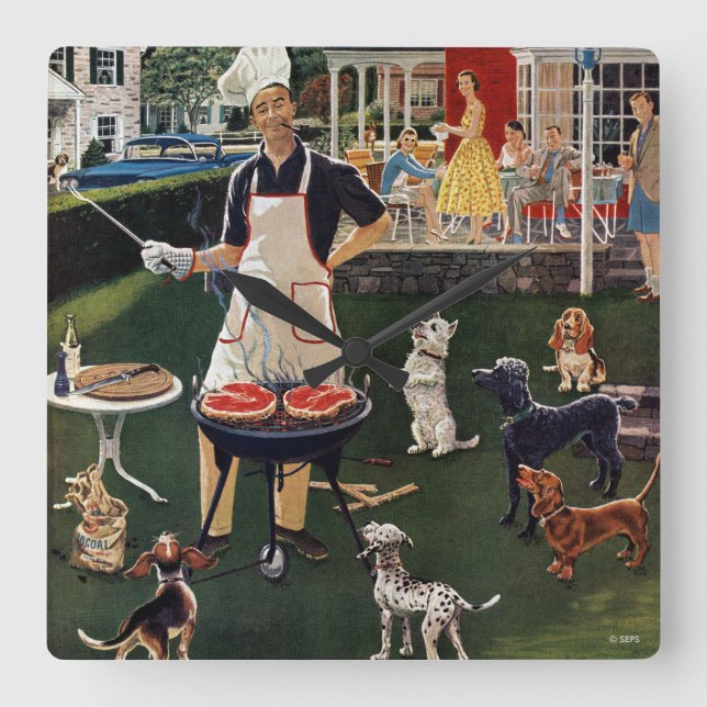 Hot Dogs Square Wall Clock (Front)