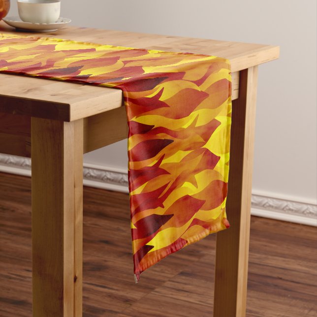 Hot Fire and Flames Illustration Short Table Runner (In Situ)