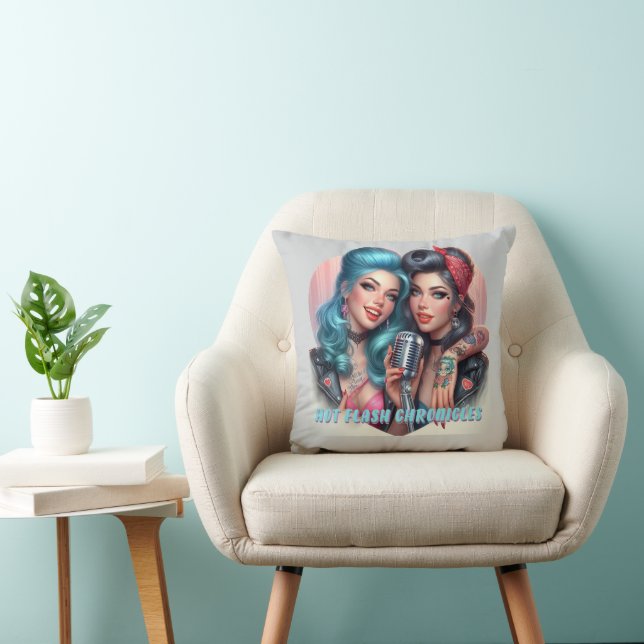 Hot Flash Chronicles Retro Diva Throw Pillow (Chair)