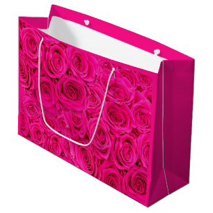 Hot Flower Pink Roses Large Gift Bag