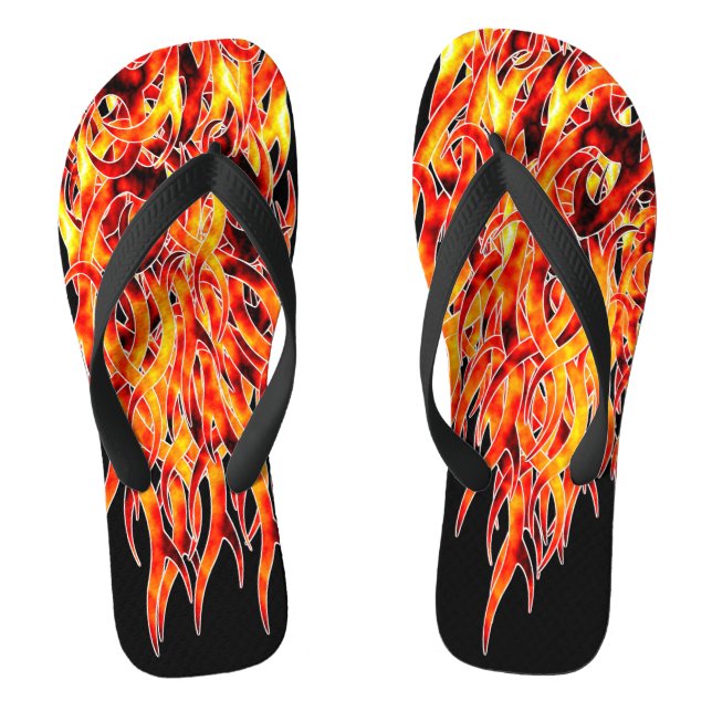 "Hot Foot" Flame Design Flip Flops (Footbed)