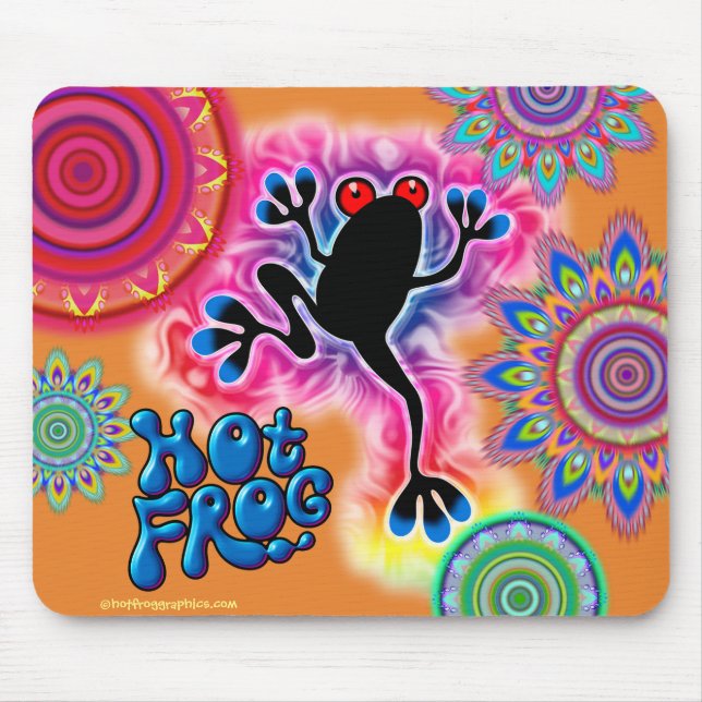 Hot Frog Surf psychedelic mouse mat yellow (Front)