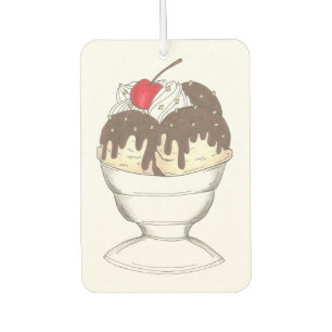 Hot Fudge Ice Cream Shoppe Sundae Junk Food Foodie Car Air Freshener