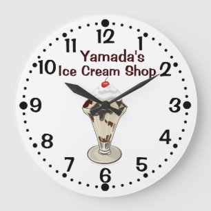 Hot Fudge Ice Cream Sundae Shop Custom Name Clock