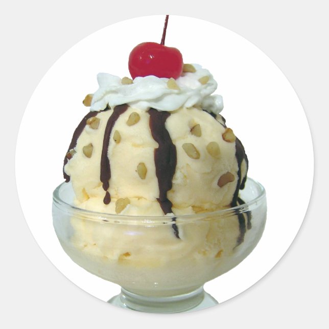 Hot Fudge Sundae Classic Round Sticker (Front)