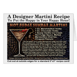 Hot Fudge Sundae Martini Recipe Greeting NoteCard
