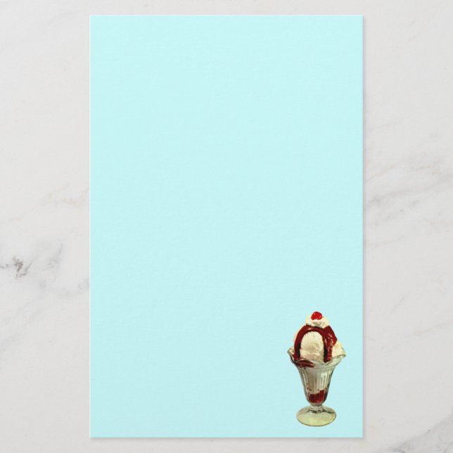 Hot Fudge Sundae Retro Stationery (Front)