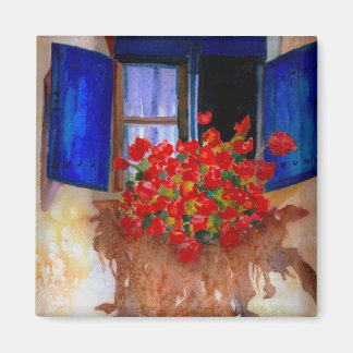 hot geraniums for a cool fridge magnet
