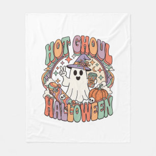 Hot Ghoul Halloween Ghost Witch Hat Skateboard Fleece Blanket