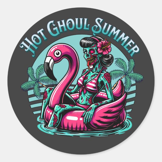 Hot ghoul summer classic round sticker (Front)