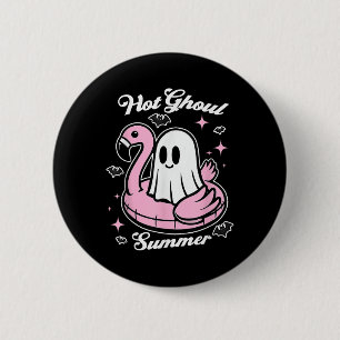 Hot Ghoul Summer Flamingo Ghost Summerween 6 Cm Round Badge