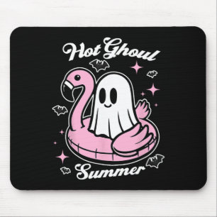 Hot Ghoul Summer Flamingo Ghost Summerween Mouse Pad