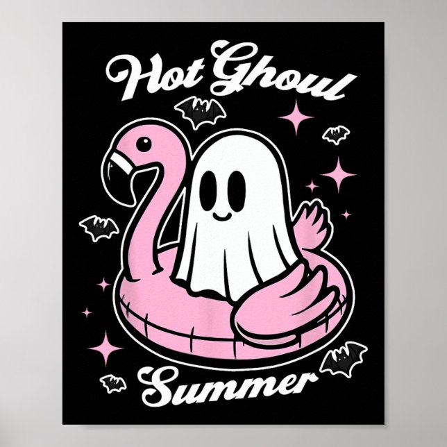 Hot Ghoul Summer Flamingo Ghost Summerween  Poster (Front)