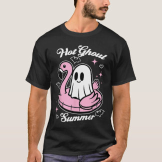 Hot Ghoul Summer Flamingo Ghost Summerween  T-Shirt