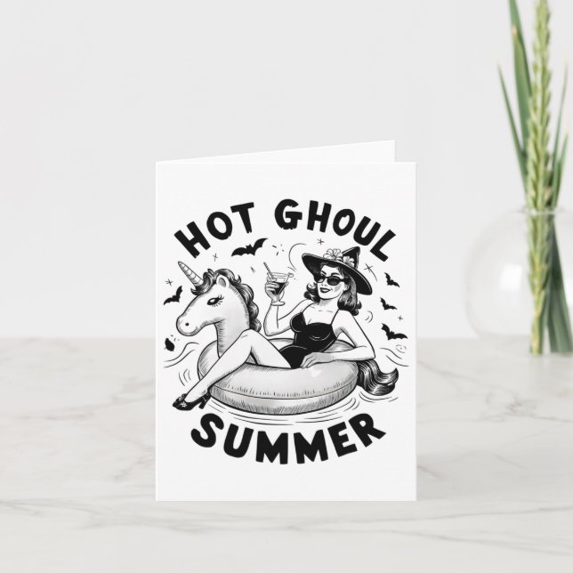 Hot Ghoul Summer Funny Halloween Outfit Costumes  Card (Front)