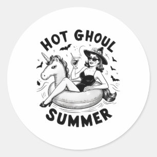 Hot Ghoul Summer Funny Halloween Outfit Costumes Classic Round Sticker