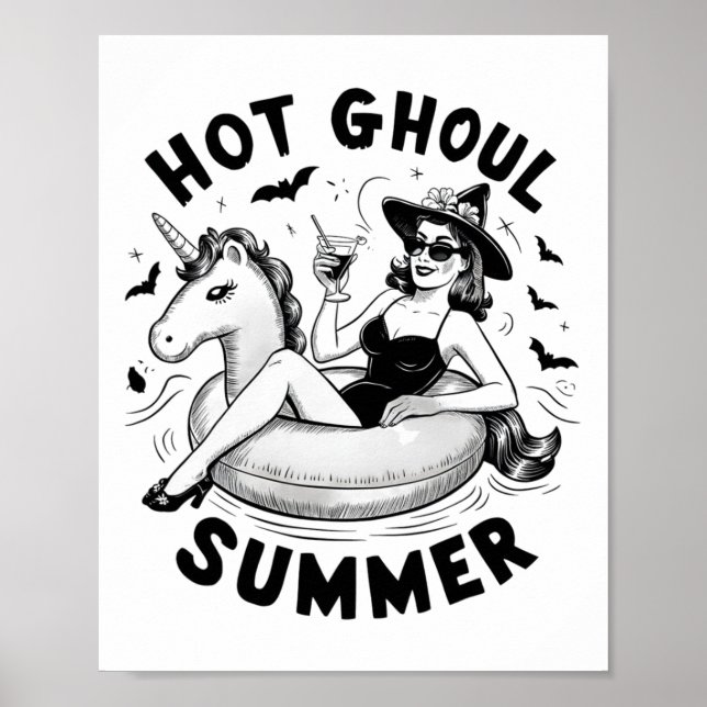 Hot Ghoul Summer Funny Halloween Outfit Costumes  Poster (Front)