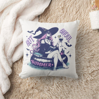 Hot Ghoul Summer Witch Halloween Cushion