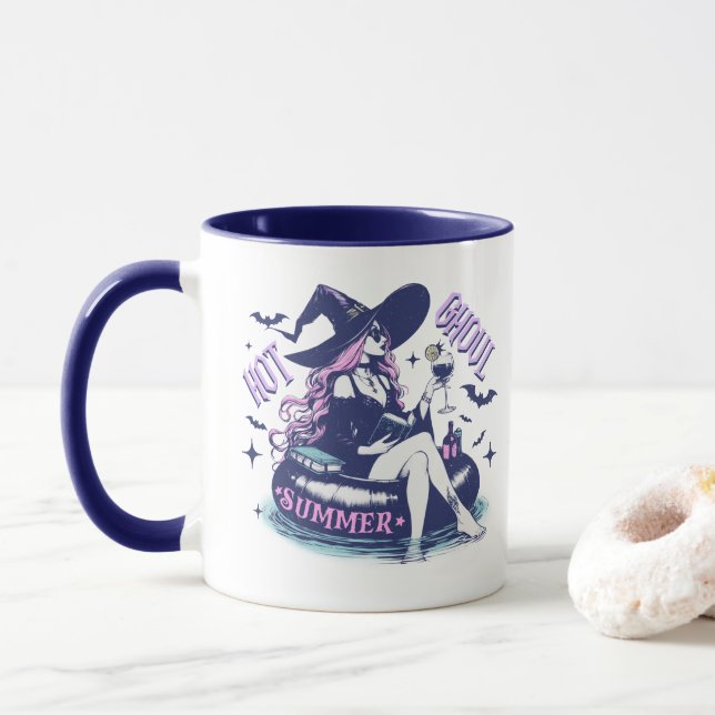 Hot Ghoul Summer Witch Halloween Mug (With Donut)