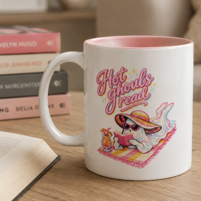 Hot Ghouls Read Summerween Book Lover Two-Tone Coffee Mug (Creator Uploaded)