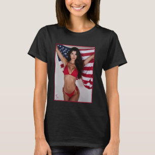 Hot Girl on T-shirt for Men - American Flag & Pinu