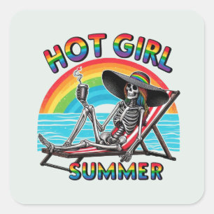 Hot Girl Summer - Skeleton Beach Vibe Square Sticker