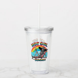 Hot Girl Summer Skeleton Retro Beach Design Acrylic Tumbler