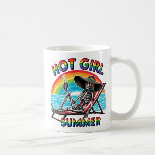 Hot Girl Summer Skeleton Retro Beach Design Coffee Mug