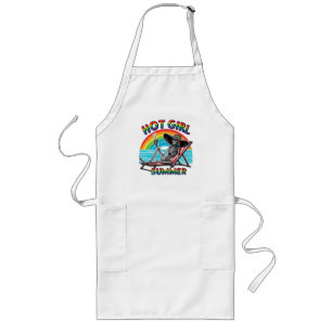 Hot Girl Summer Skeleton Retro Beach Design Long Apron