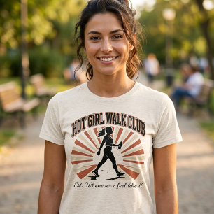Hot Girl Walk Club Trendy Fitness Retro Sunburst Tri-Blend Shirt