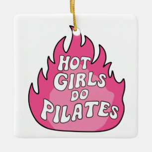 Hot Girls Do Pilates Sticker Ceramic Ornament