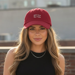 Hot Girls Read Books in Red Embroidered Hat