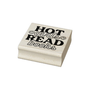 Hot Girls Read Books Rubber Stamp