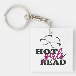 Hot Girls Read Square Keychain
