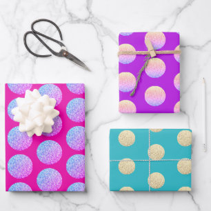 Hot Girly Pink Sparkling Glittery Polka Dots Party Wrapping Paper Sheet
