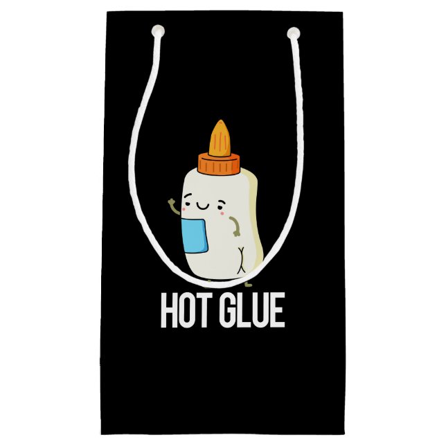 Hot Glue Funny Pun Dark BG Small Gift Bag (Front)