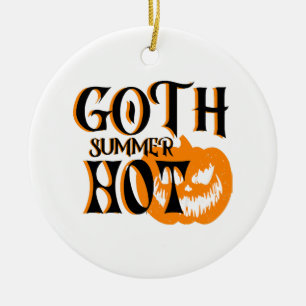 Hot Goth Summer-Horror Smiling Pumpkin Ceramic Ornament