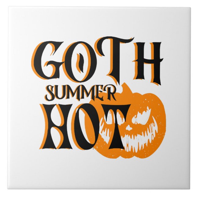 Hot Goth Summer-Horror Smiling Pumpkin Ceramic Tile (Front)