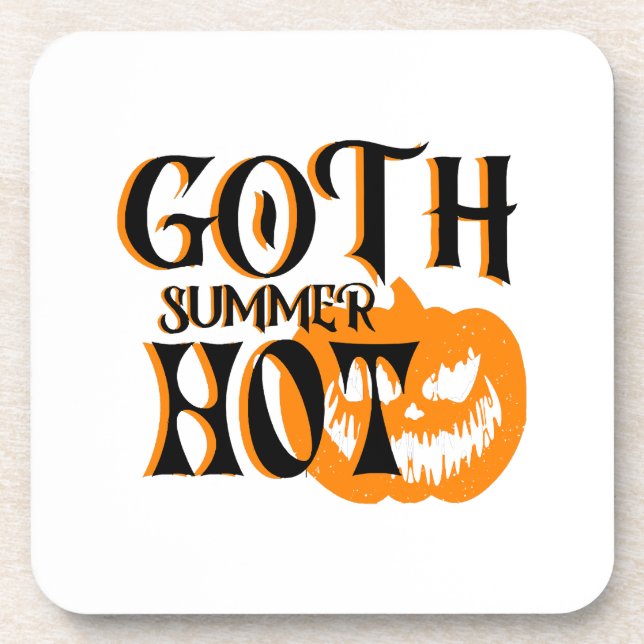 Hot Goth Summer-Horror Smiling Pumpkin Coaster (Front)