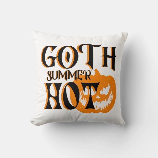 Hot Goth Summer-Horror Smiling Pumpkin Cushion (Front)
