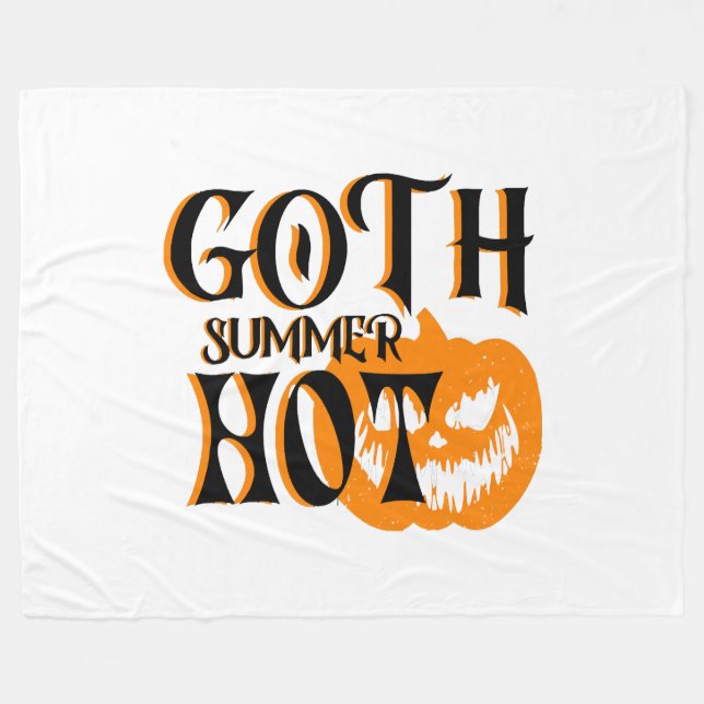 Hot Goth Summer-Horror Smiling Pumpkin Fleece Blanket (Front (Horizontal))
