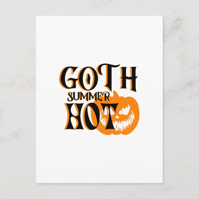 Hot Goth Summer-Horror Smiling Pumpkin Invitation Postcard (Front)