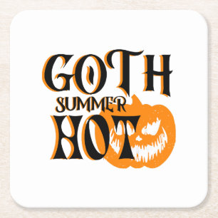 Hot Goth Summer-Horror Smiling Pumpkin Square Paper Coaster