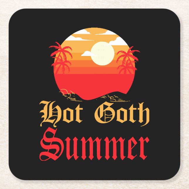 hot goth summer  square paper coaster (Front)
