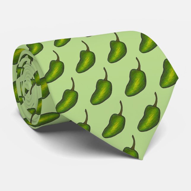 Hot Green Jalapeño Pepper Peppers Jalapenos Tie (Rolled)