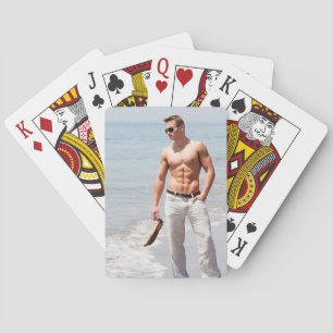 Hot Guy Bare Chest Muscular Abs Beach Shirtless Playing Cards