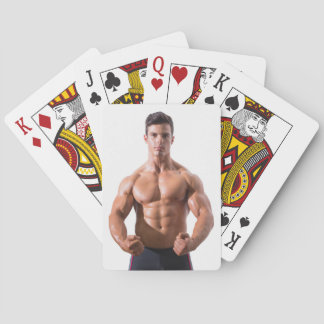 Hot Guy Flexes Muscles Sexy Shirtless Man Hunk Playing Cards